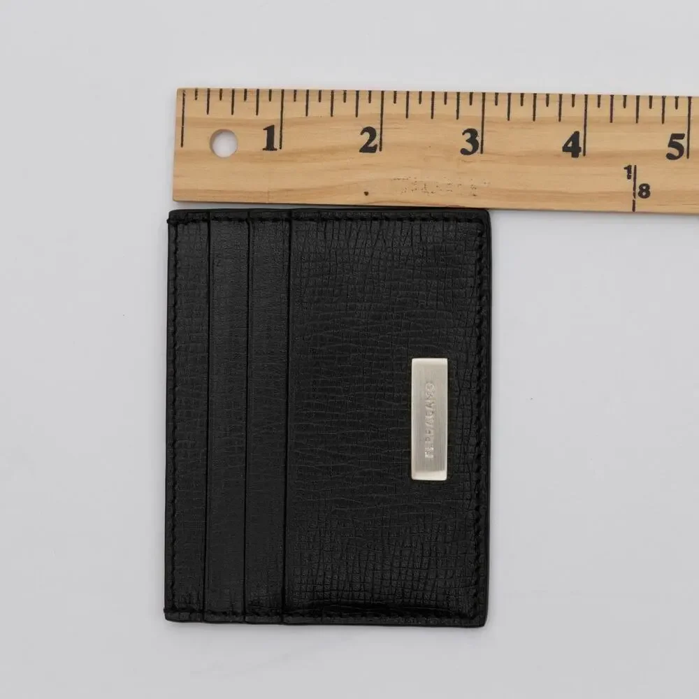 Ferragamo Men New Revival Leather Card Case Black